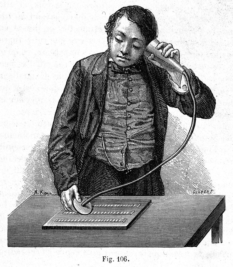 vinyl record player (foto: Armand Kohl (1845-1897) and Gilbert(?) / Public domain, Wikimedia Commons)